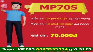 Gói MP70S Viettel với 70k/ tháng free gọi nội và ngoại mạng