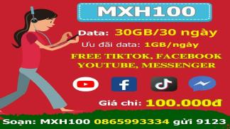 MXH100 Viettel Tận hưởng miễn phí TikTok, Facebook, YouTube